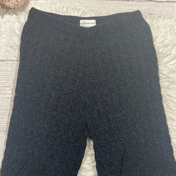 Something Navy Knit Chenille Cable Knit Wide Leg High Rise Pants - Picture 3 of 9